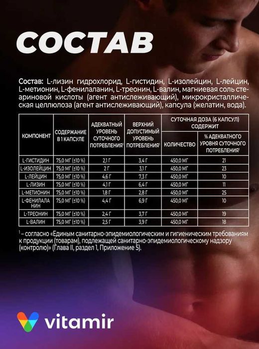 Аминокислоты Комплекс VITAMIR PRO (90 капсул)