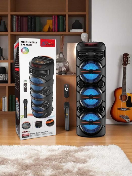 Караоке колонка bluetooth ZQS8302, с беспроводным микрофоном, 80 см