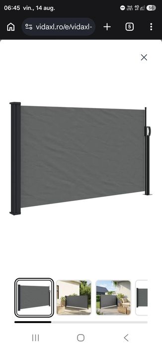 Copertină laterală retractabilă antracit 117x300 cm