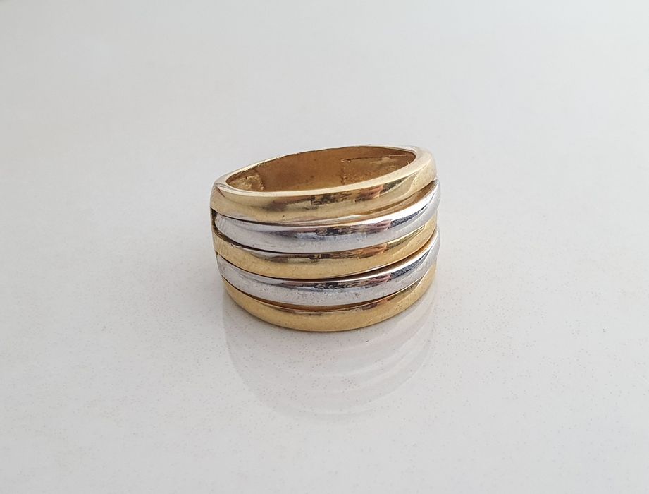 Inel din aur de 14K cu aur galben și aur alb – mărime 57, gramaj 7,23