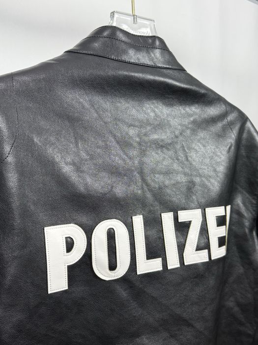 «SALE» VETEMENTS Black Leather Jacket «Polizei»