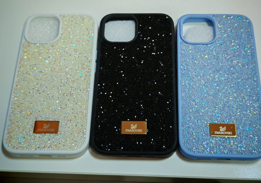 Swarovski Кейс калъф за iPhone 15 / Бял, Светлосин,  Черен