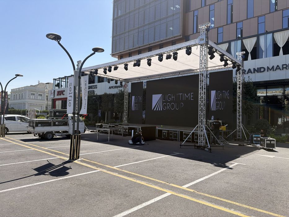 Led ekran, svetomuzika, podium, alyumin konstruksiya kolonka