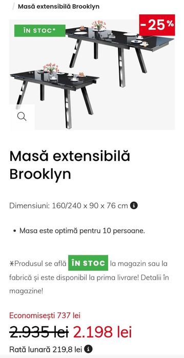 Masa sticla + 6 scaune