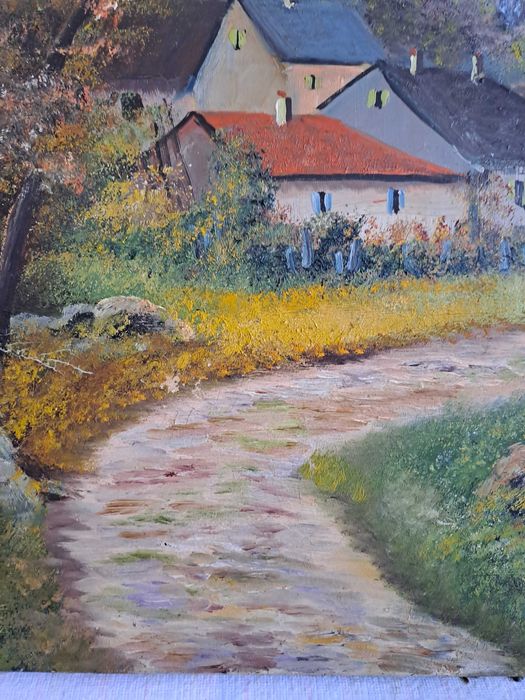 tablou vechi pictura pe panza 55/46 cm provenienta Franta