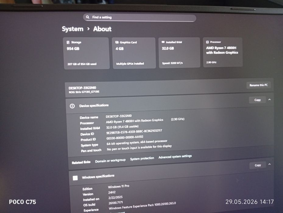 Asus rog strix g15 g513ie RTX3050  AMD ryzen 7 4800H