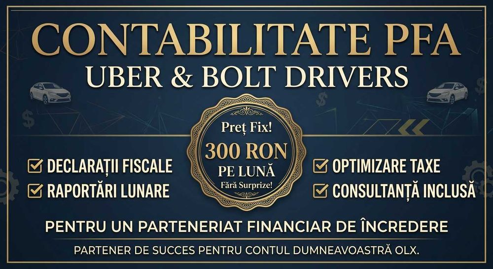 Contabilitate Uber - Bolt - Infiintare PFA GRATUIT