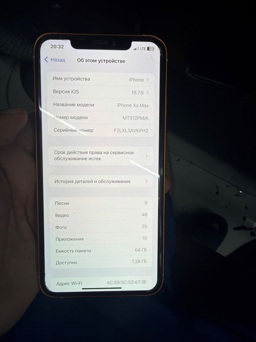 Iphone xs max 64 gb 78 yomcs hamajoyi ishlidi