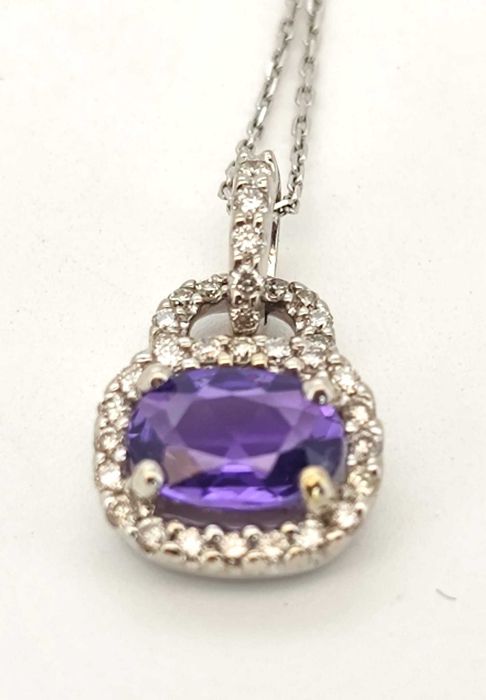 Colier aur 14k cu diamante si ametist