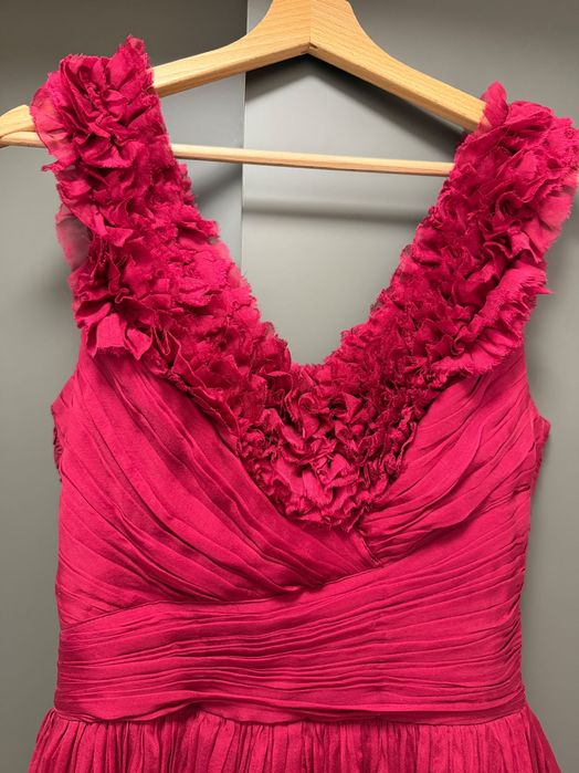 Rochie elegantă, voal satinat din mătase, culoare burgundy, mărimea S