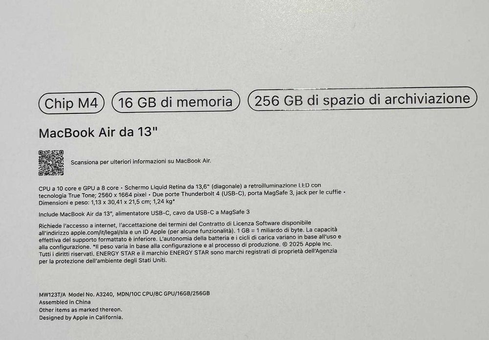 MacBook Air da 13'' Chip M4