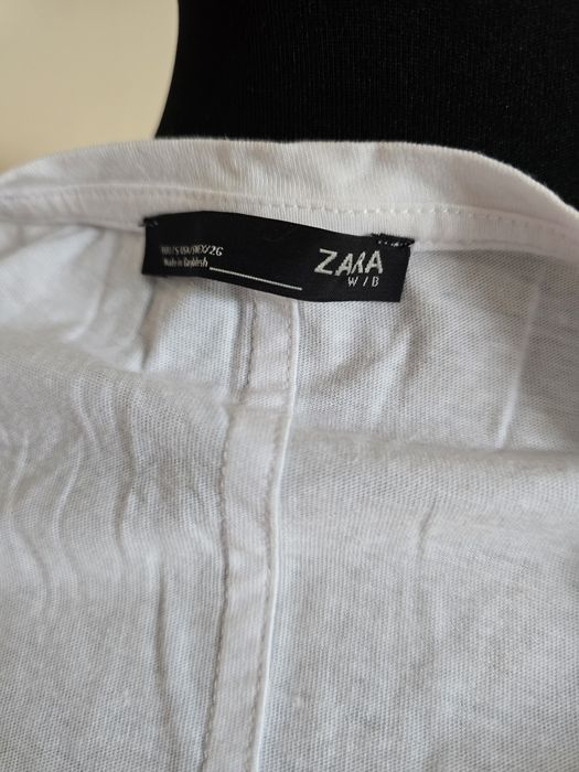 Tricou Zara marime S-M din bumbac tricou Alb Zara