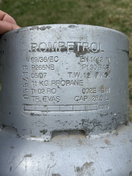 butelie de propan Rompetrol (culoare gri, capacitate 26 L / 11 kg propan