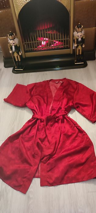 Halat de casă, atingere de mătase, roșu zmeură