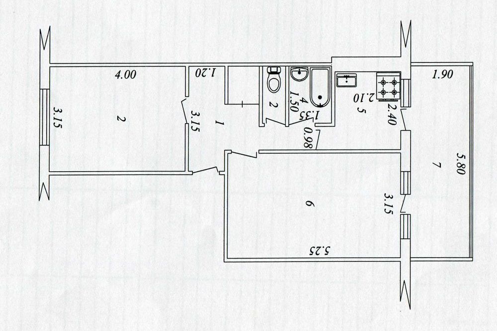 2-комнатная переделана в 3-х, улучшенная, лоджия 2х6, массив Феруза