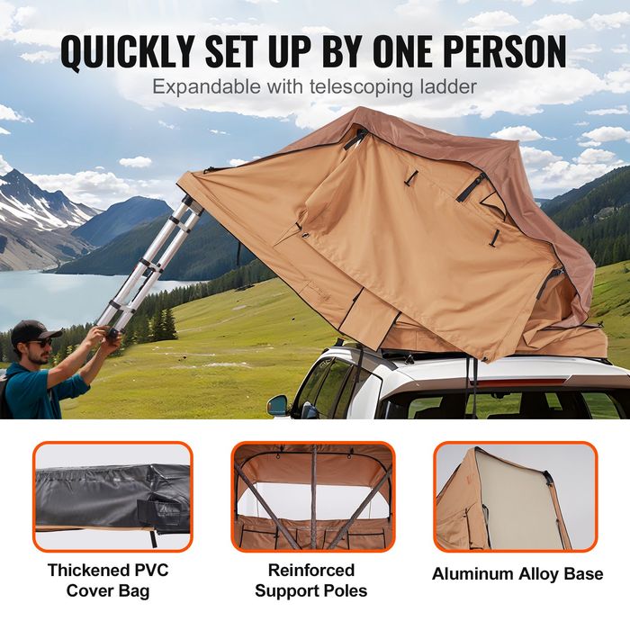 Cort de plafon auto carcasa rigida 2-3 persoane, scara telescopica 2,3 m, saltea, impermeabil 2000 mm, pentru Jeep SUV pickup