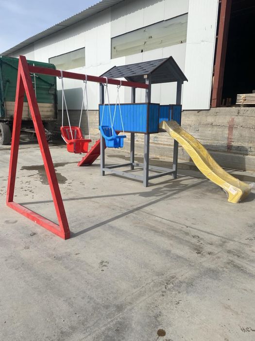 Детска катерушка, пързалка, люлка, пясъчник от дърво