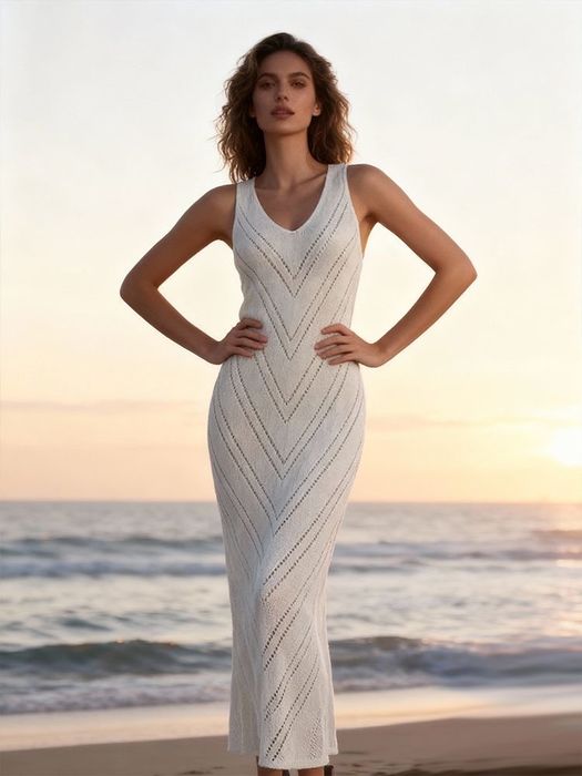 Пляжное белое платье