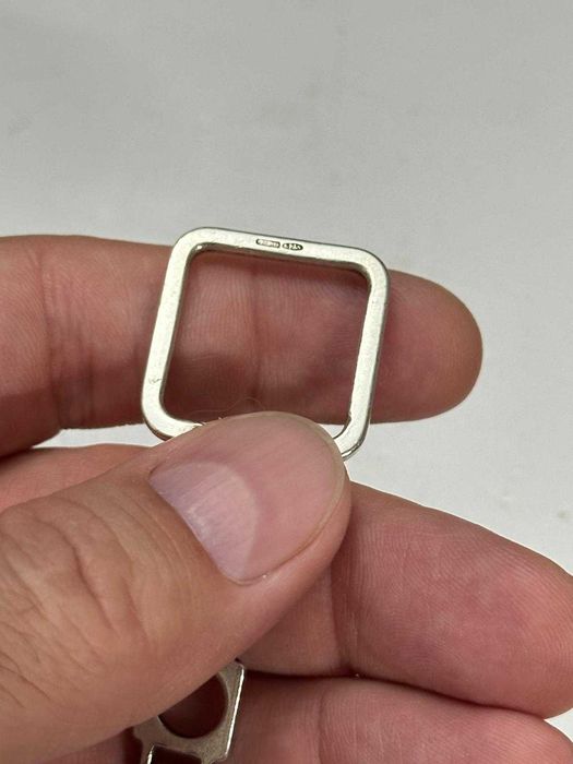 BRELOC CHEI ARGINT 925 - Cu PLACUTA Patrata - 21g. - Vintage !