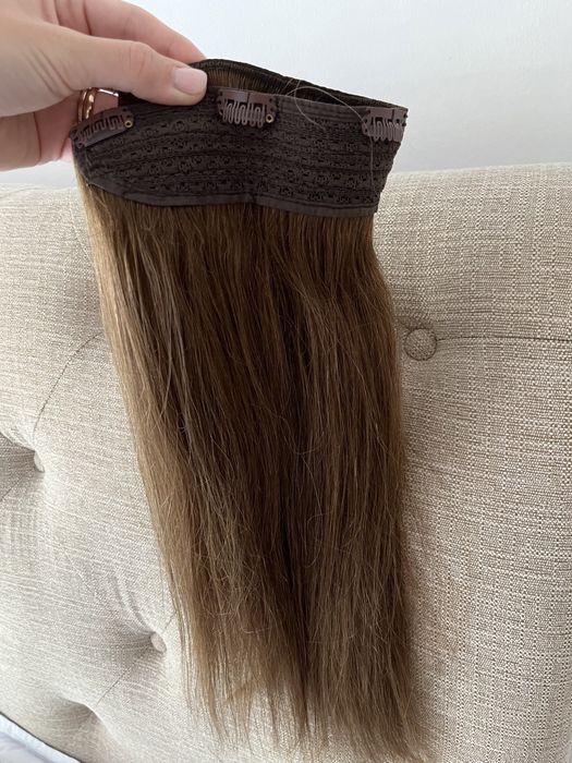 Tresă clip-ON DELUXE 45 cm- șaten natural
