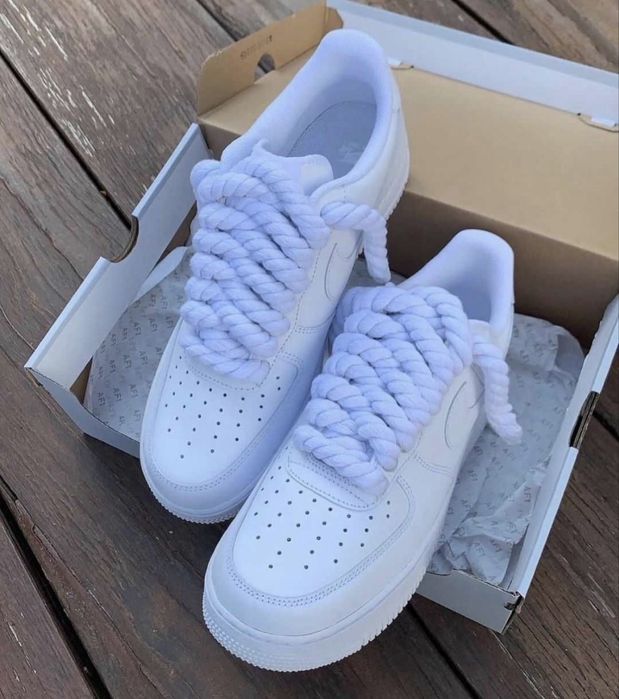 Adidași Nike AirForce 1 albi, Rope Laces