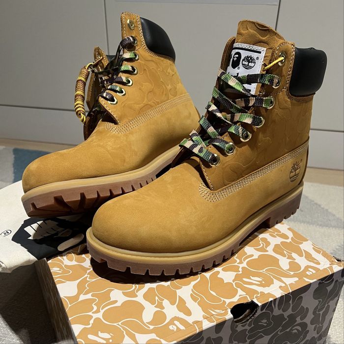 Timberland X BAPE 6-Inch Premium Waterproof Boot Wheat Maro EU 43 NOI