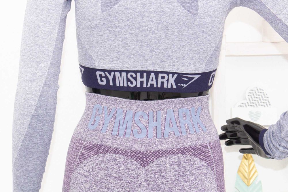 Gymshark дамски комплект кроп топ къс + клин висока талия за фитнес XS