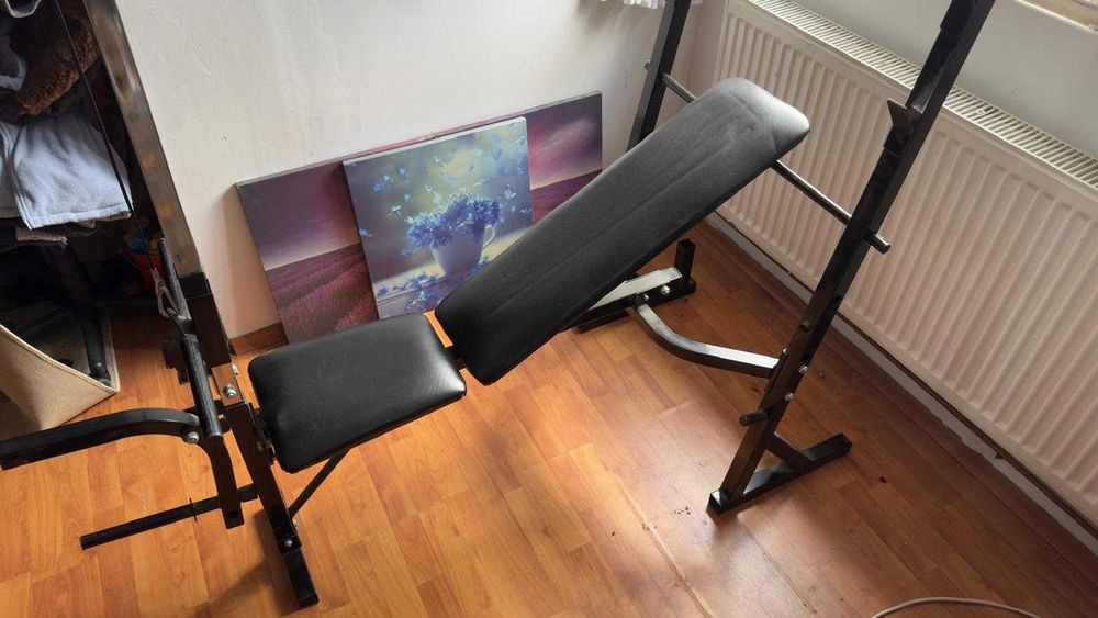 Banca fitness reglabila + Bara + Greutati
