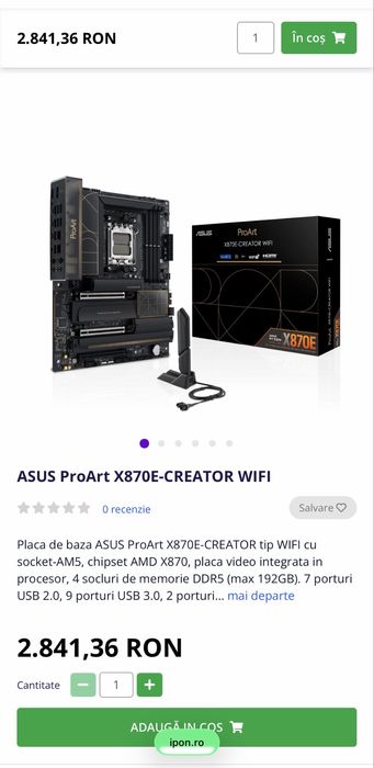 Placa de baza ASUS ProArt X870E-CREATOR tip WIFI cu socket-AM5, noua , sigilata !