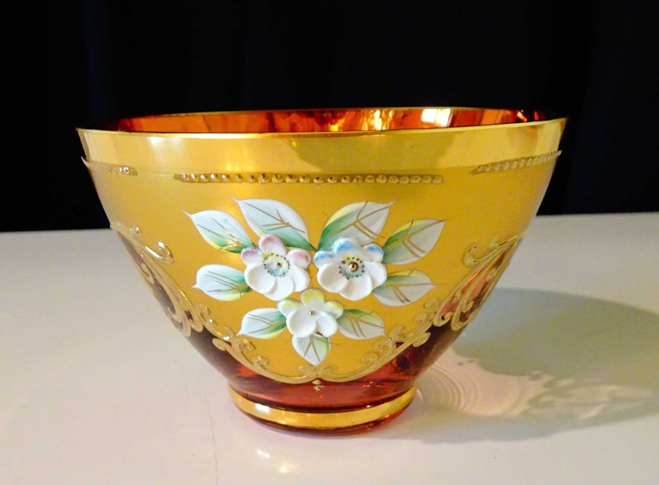 Bohemia кристална чаша с чиния,злато.