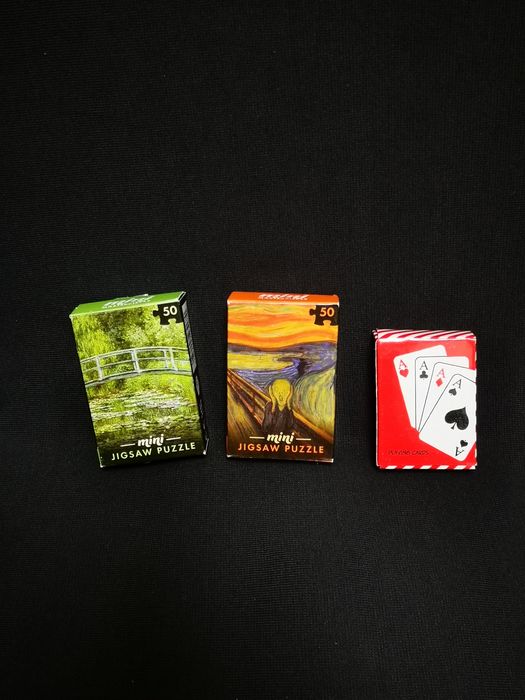 Set/Lot Mini joc de carti si Mini Puzzle picturi - 7x5x2 cm