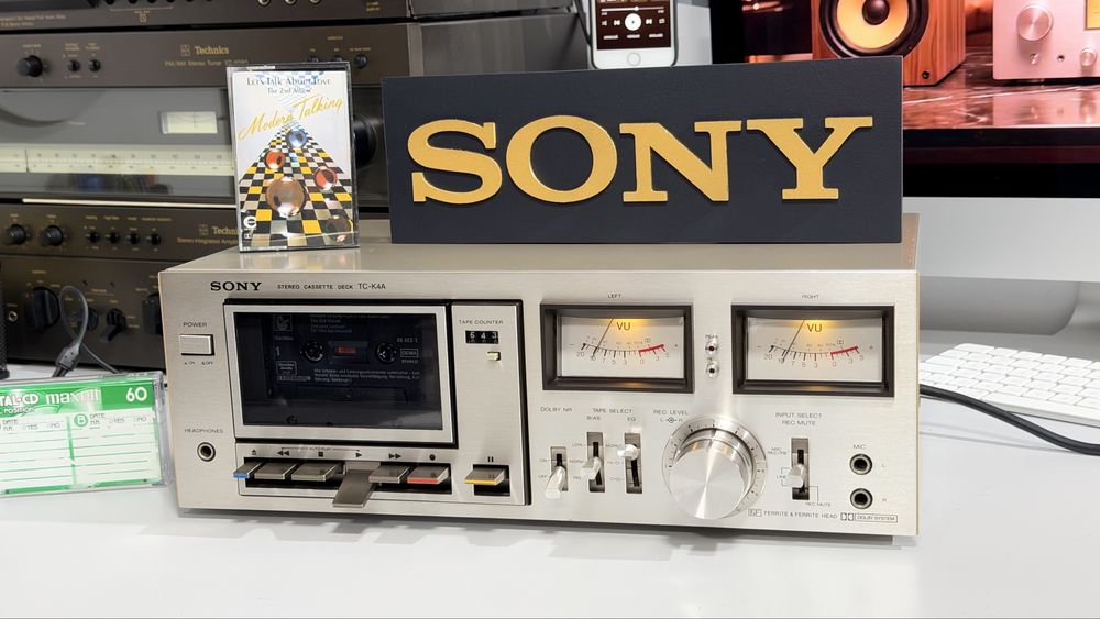 Sony TC-K4A – Deck Casetofon Vintage Hi-Fi, 2 Head, Dolby B, FeCr/CrO2, Bias Reglabil, VU Metre, Made in Japan