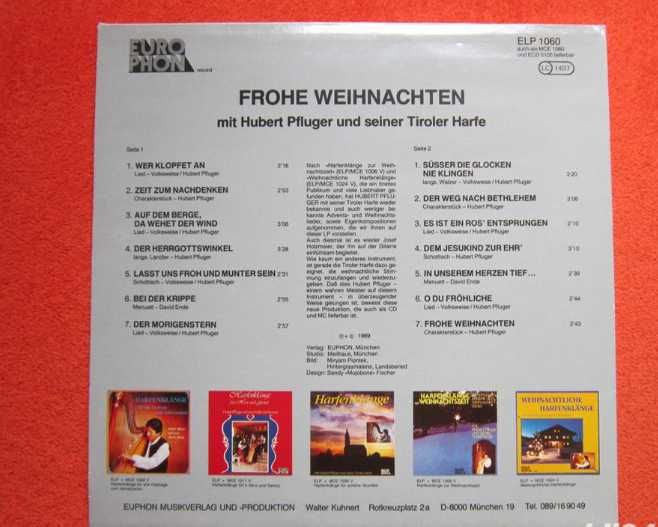 rar Cele mai frumoase melodii de Craciun la Harpa vinil Germania 1989