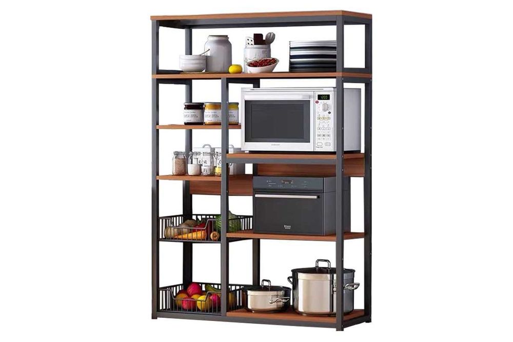 Кухненска етажерка Puzzle-home Leena, Метална рамка и MDF, 80x30x142см