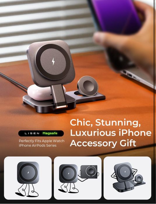 Incarcator wireless magsafe iPhone Apple Watch AirPods 3-1