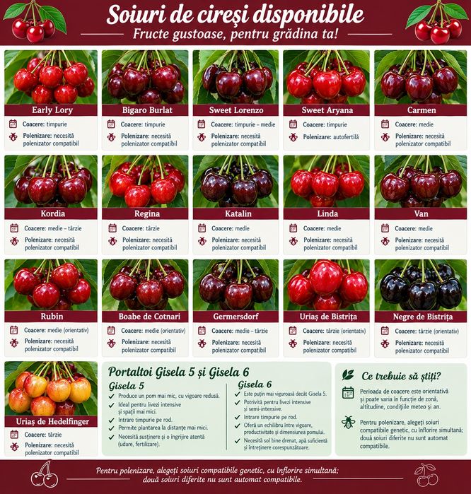 Ciresi Gisella 5 sau 6 ideali pentru livezi sau consum propriu se livreaza in toata tara