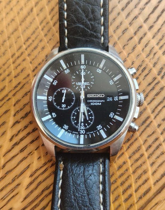 Seiko chronograph в добро състояние 43мм, 100м водоустойчивост, бартер