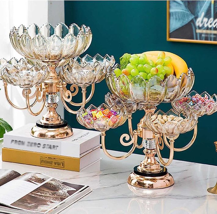 Platou de servire rotativ forma floare 5 compartimente 30x39cm