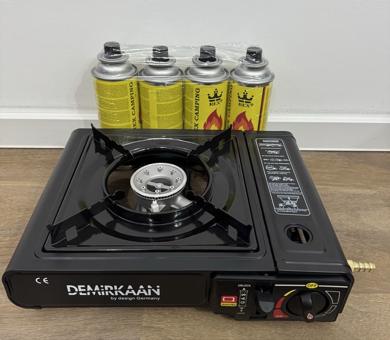Къмпинг Газов Котлон - с Изход към Голяма Газова Бутилка и 4 Бутилки