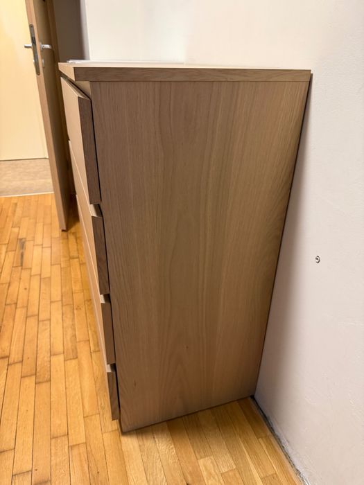 Ikea Malm скрин с четири чекмеджета избелен дъб