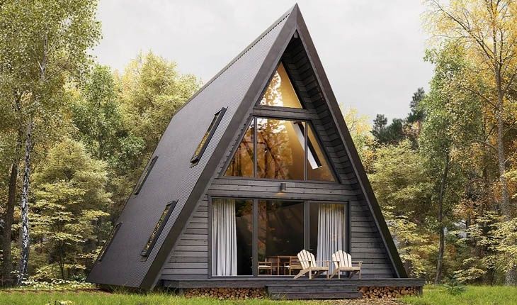 Casa din lemn ,tip A soluție  modernă