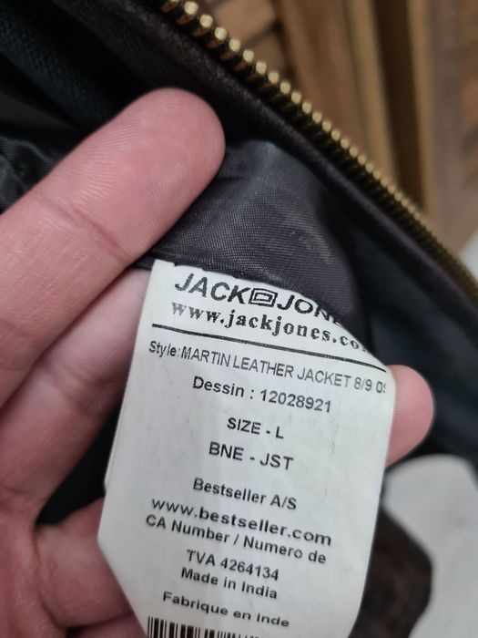 Geaca Piele Barbati Jack & Jones Vintage Leather Biker Jacket Slim Fit Medias • OLX.ro