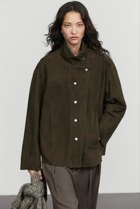 Jacheta din piele intoarsa Massimo Dutti
