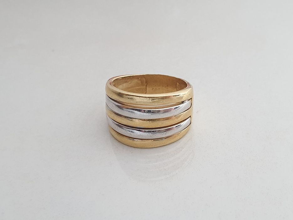 Inel din aur de 14K cu aur galben și aur alb – mărime 57, gramaj 7,23