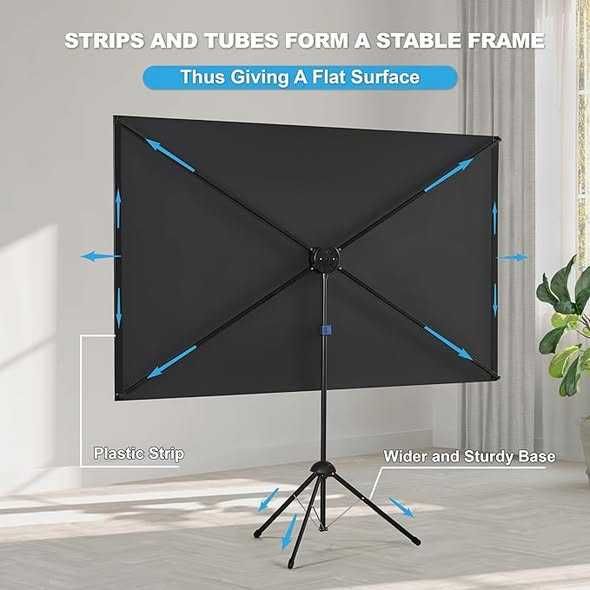 Ecran de proiecție portabil cu trepied, 120 inch, 16:9, 4K HD