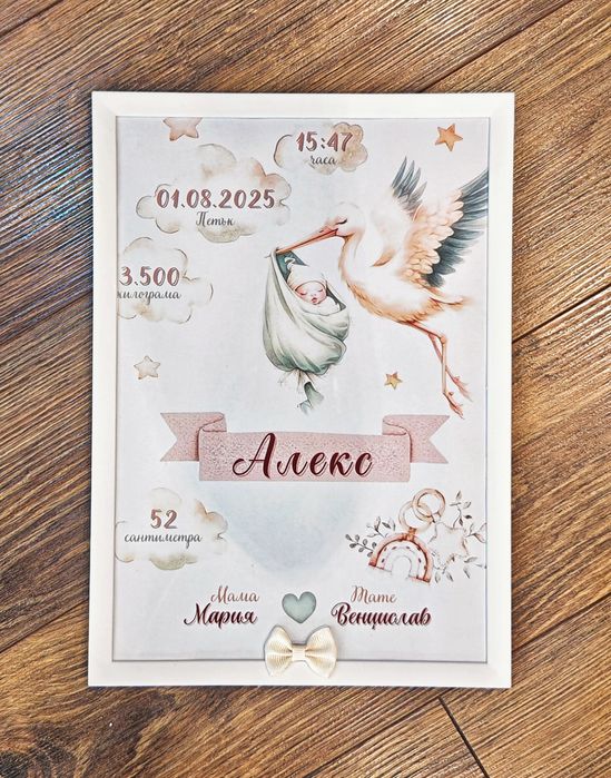 Бебешка визитка в рамка