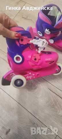 Ролери за момиче от Декатлон плюс наколенки, подлакътници и т.н.