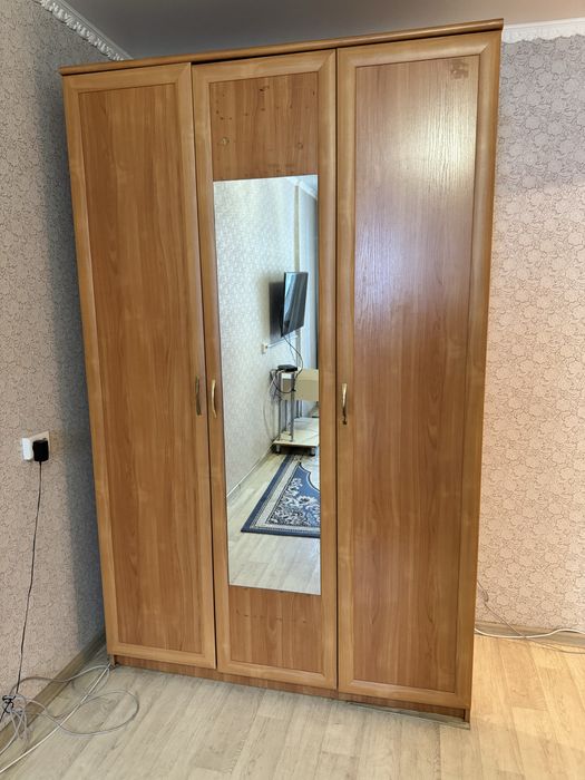 Шкаф, диван, и душевая.