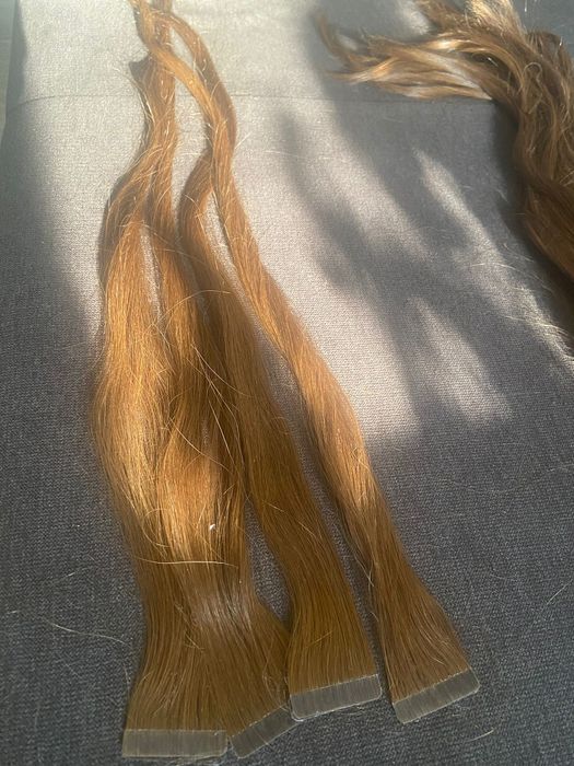 Extensii păr natural cu bandă / castaniu/Sungate/60 cm/40buc