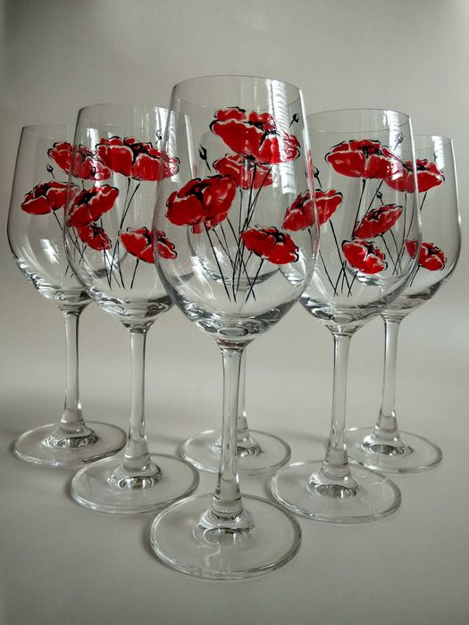 Ръчно рисуван Комплект "Слъчногледи", Макове от 6 части. Ново